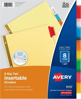 Avery Big Tab Insertable Dividers, 8